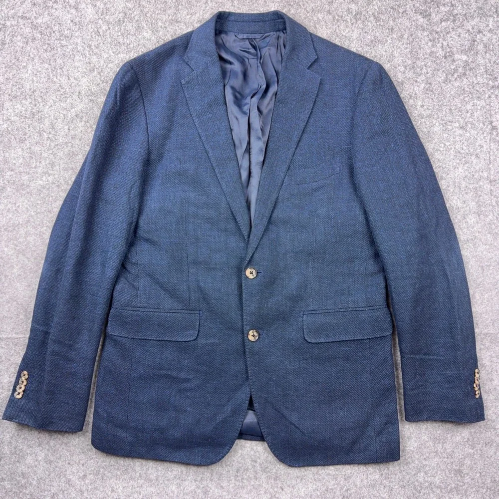 Rodd & Gunn Sport Coat Mens Medium Navy Blue Sports Fit Linen Blazer Jacket